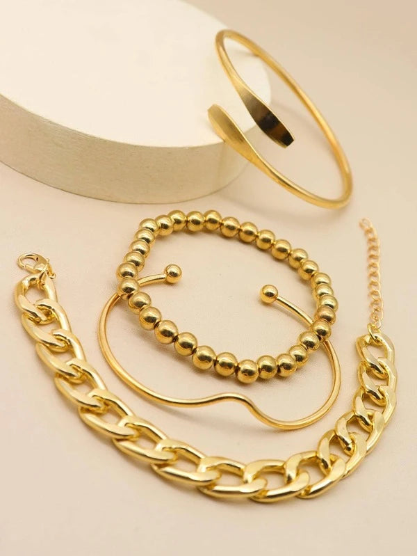 Four Pieces Fashionable Simple Plain Bracelet Shein