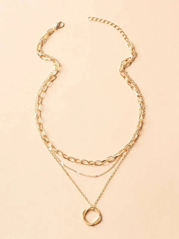 Shein- Layered chain wrapped circular necklace