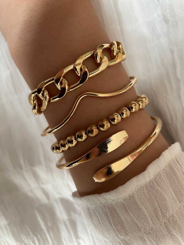 Four Pieces Fashionable Simple Plain Bracelet Shein